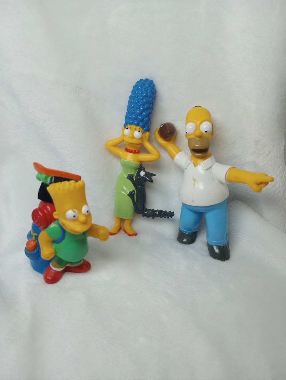 1990 The Simpsons Figures Homer Football Marge And Cat Bart Camping Bag Set Of 3